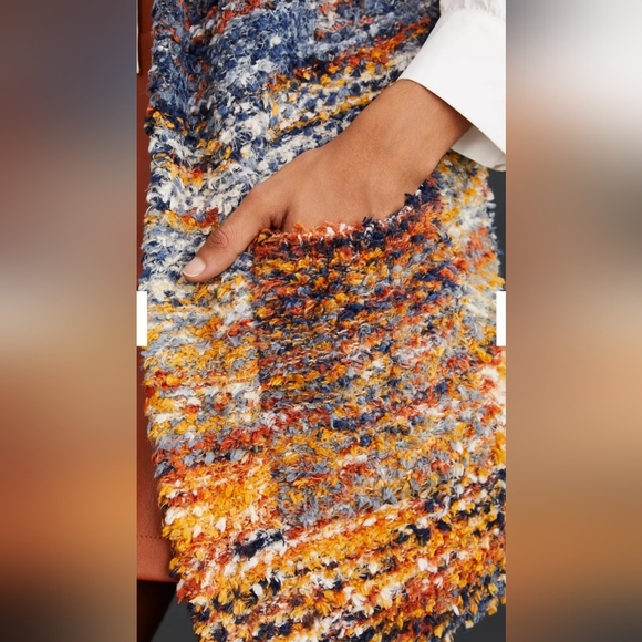 Pilcro Anthropologie sweater cardigan with pockets - orange, blue, white - Picture 4 of 15